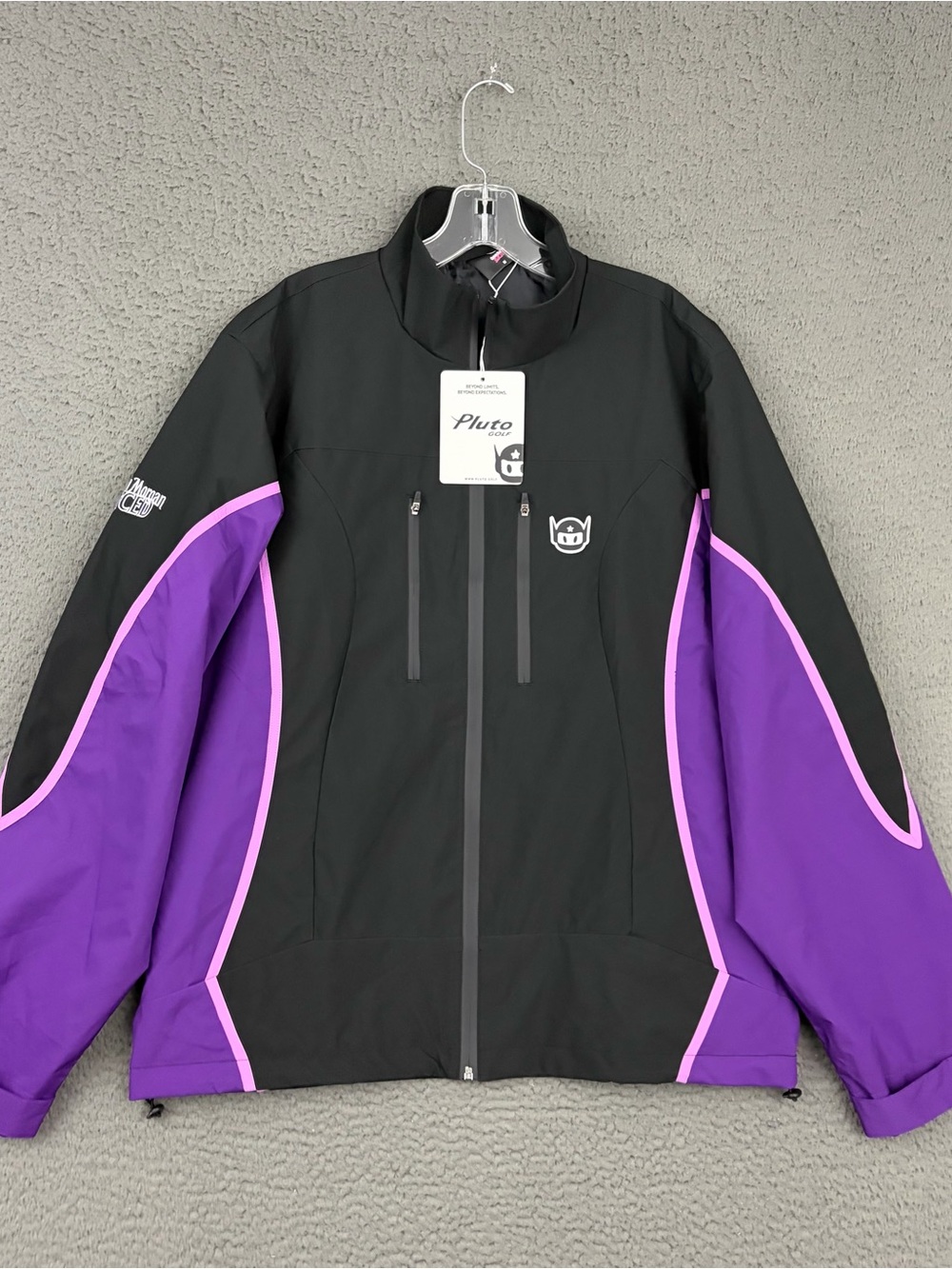 Pluto Golf x Captain Morgan Black and Purple Softshell Jacket for Men Size Medi